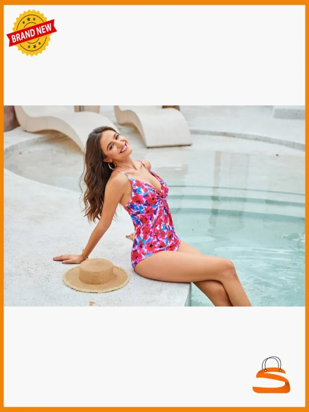 One Piece Swimsuit with Cover Up Skirt Tummy Control V Neck